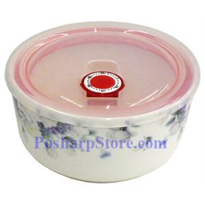 Picture of Porcelain 5-Inch Purple Flower Bowl with Cover